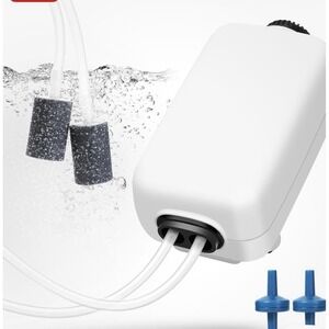 Aquarium Air Pump, Fish Tank Air Bubbler, Adjustable Dual-Outlet Hydroponic Oxyg